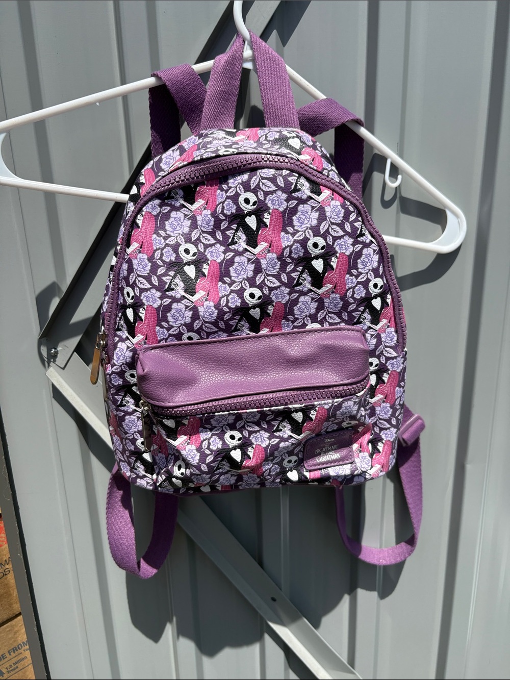 Purple Floral Character Mini Backpack with Pink Accents